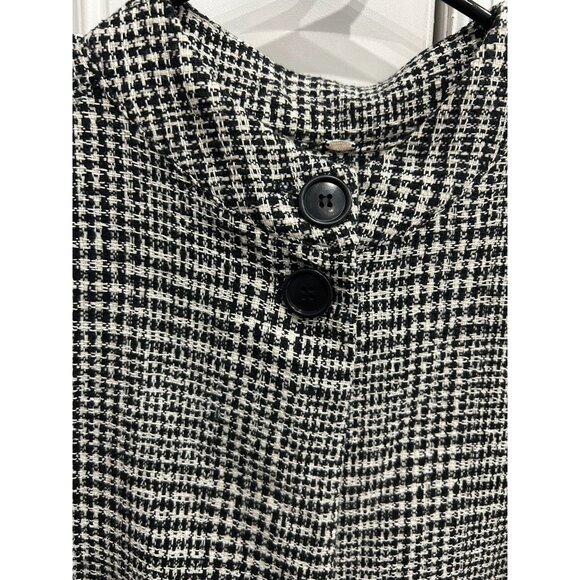 Elizabeth Gillett NYC Womens Black  White Houndstooth Crop Jacket Open Front - Picture 4 of 10